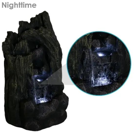 Sunnydaze 28"H Electric Glass Reinforced Concrete Cavern of Mystery Outdoor Water Fountain with LED Light image {2}