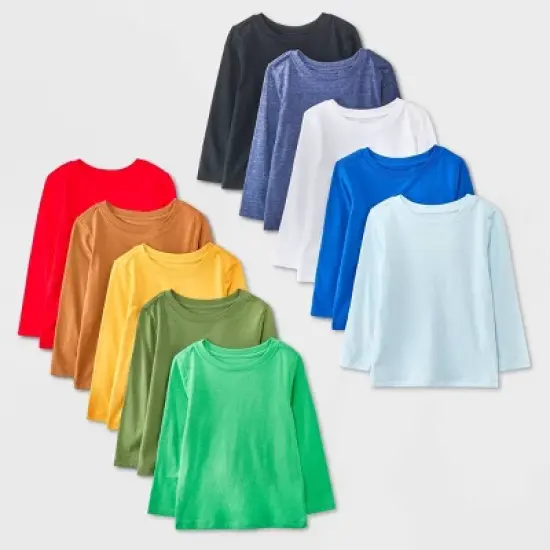 Toddler Boys' 10pk Long Sleeve Solid T-Shirt - Cat & Jack&trade; image {3}