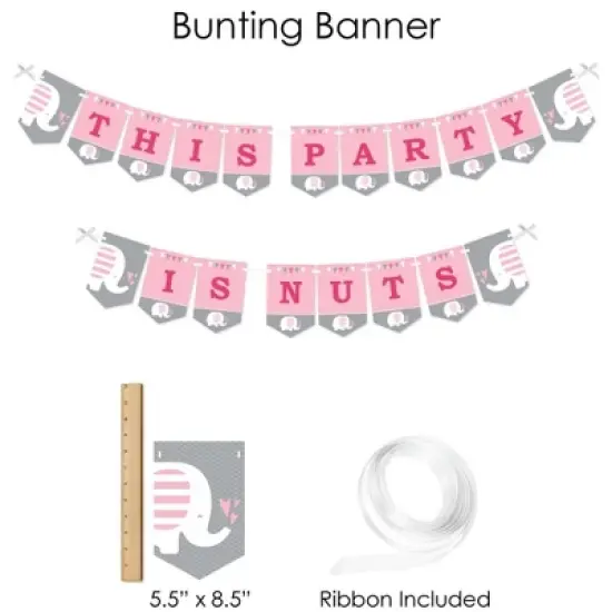 Big Dot of Happiness Pink Elephant - Girl Baby Shower or Birthday Party Supplies - Banner Decoration Kit - Fundle Bundle image {2}