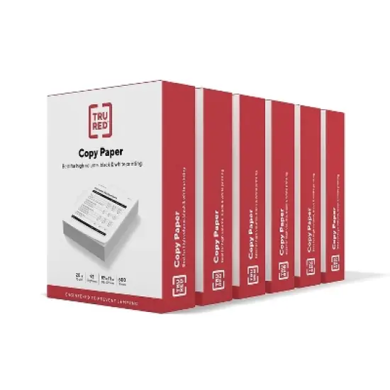 TRU RED 8.5" x 11" Copy Paper 20 lbs. 92 Brightness 600 Sheets/Ream 6 Reams/Carton (TR62091) image {2}