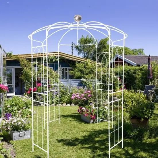 Metal Garden Arch Trellis, Birdcage-Shaped Pergola Arbour for Climbing Plants Like Roses, Vines, Clematis, Outdoor Climbers for Shade &ndash; Cuddlewood image {8}