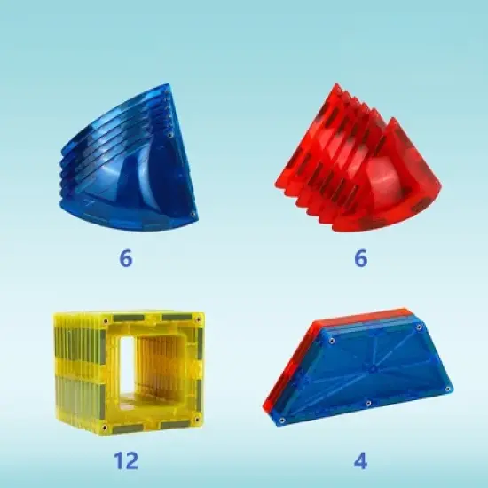 Playmags 28 Piece Magnetic Tiles Dome Set - Now with Stronger Magnets, STEM Toys for Kids, Sturdy, Super Durable with Vivid Clear Color Tiles image {2}