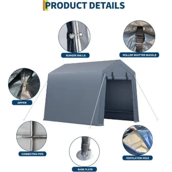 GustoWave Waterproof Portable Garage Shelter Shed Carport for Motorcycle Bike image {3}