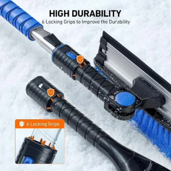 AstroAI 47.2" Ice Scrapers for Car Windshield, 3 in 1 Sturdy Snow Brush with Squeegee, 180&deg; Pivoting Snow Scraper for Car, Truck, SUV image {3}