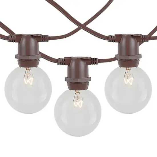 Novelty Lights Globe Outdoor String Lights with 25 In-Line Sockets Brown Wire 25 Feet image {1}