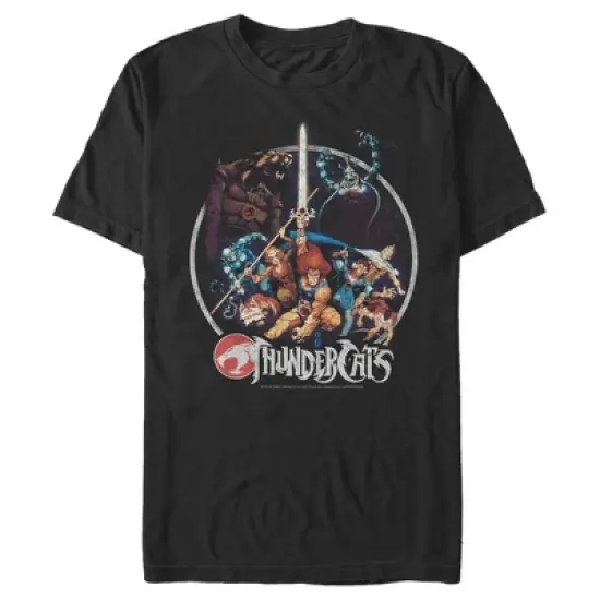 Men's ThunderCats Vintage Character Collage Circle T-Shirt image {2}
