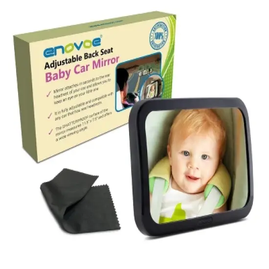 Enovoe Baby Car Mirror - Wide Convex, Shatterproof & Adjustable for Rear Facing Seats, 2 Pack image {2}