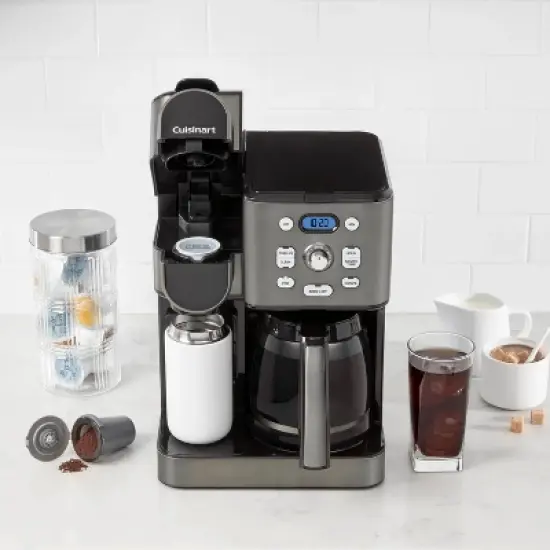 Cuisinart Coffee Center 2-IN-1 Coffee Maker and Single-Serve Brewer -Black Stainless Steel- SS-16BKS: Programmable K-Cup & Ground Coffee Machine image {1}