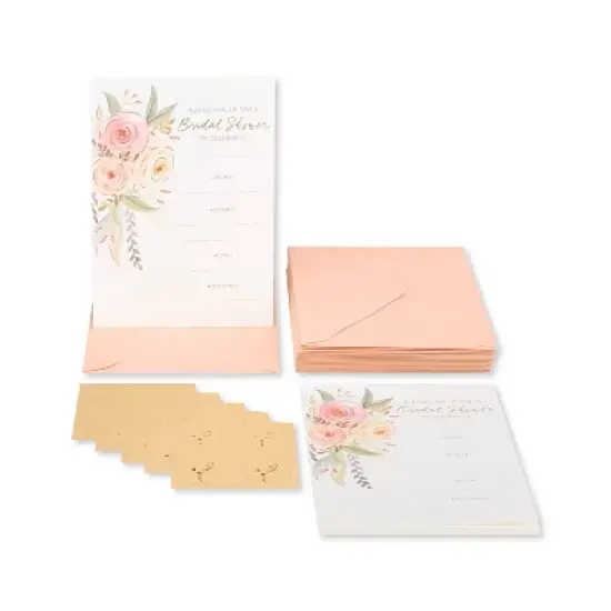 20ct Wedding Invitation Cards Coral Floral - PAPYRUS image {1}