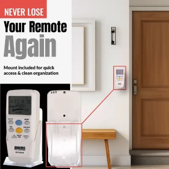 Anderic RR7096TR Replacement Thermostatic Ceiling Fan Remote Control with Reverse Key | CHQ7096T, CHQ8BT7096T Silver 1 Pack image {4}