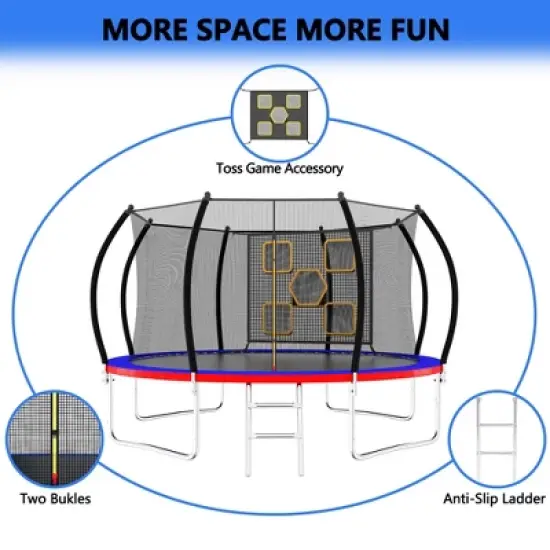 APRILSOUL 14FT Trampoline with Enclosure Recreational Trampolines with Ladder, ASTM Approval Outdoor Trampoline for Kids image {5}