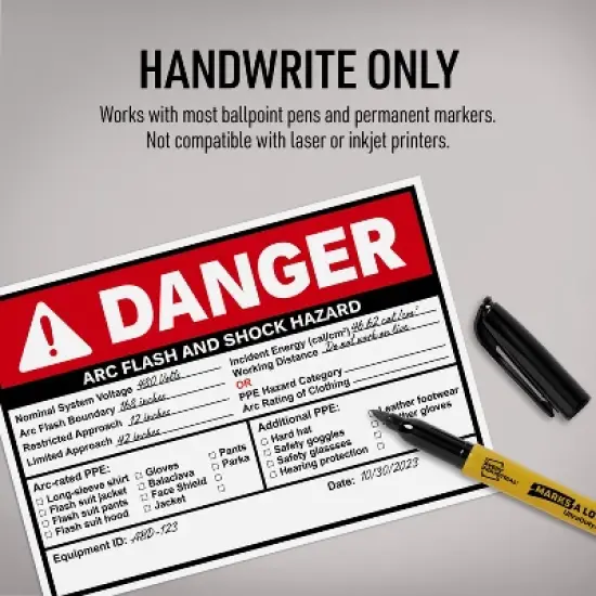 Avery Arc Flash/Shock Danger Labels, Waterproof, UV Resistant, Preprinted, Handwrite-Only, 3.5" x 5", 100 Warning Decal Labels image {3}
