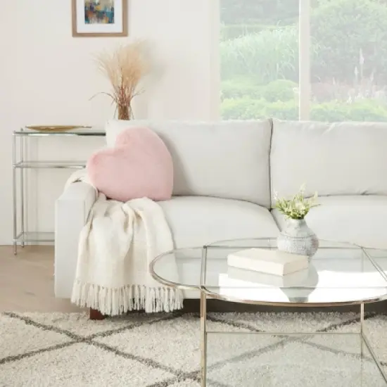 Rabbit Faux Fur Heart Throw Pillow Blush - Mina Victory image {3}