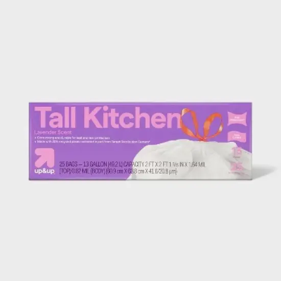 UltraStretch Tall Kitchen Drawstring Trash Bags - Lavender Scent - 13gal - up&up&trade; image {5}