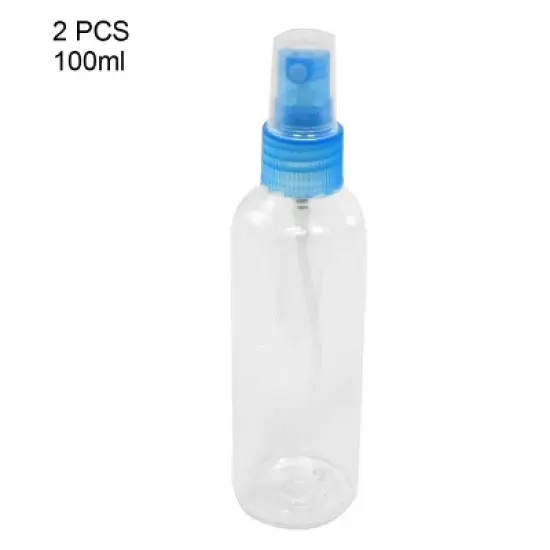 Unique Bargains Plastic Liquid Cosmetic Travel Outdoor Activity Bottle Blue Clear 100ml 2 PCS image {1}