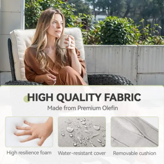 Outdoor 3-Seat Sofa Swivel Chair Table with Ottomans image {4}