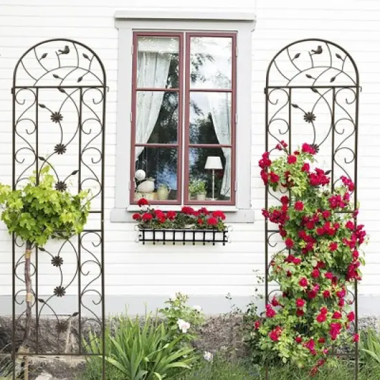 Wooakway 2 Pack Metal Garden Trellis 86.7" x 19.7" Rustproof Trellis for Climbing Plants Outdoor Flower Support image {5}