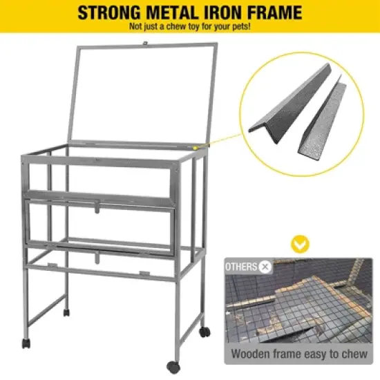 Aivituvin Wooden Hamster Cage | Anti-Chewing Metal Iron Frame-AIR25 image {4}