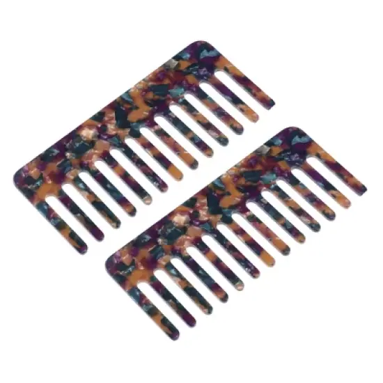 Unique Bargains Anti-Static Hair Comb Wide Tooth for Thick Curly Hair Hair Care Detangling Comb For Wet and Dry Dark 2.5mm Thick 2 Pcs image {7}