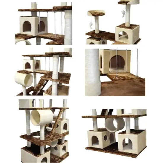 Go Pet Club 87" Cat Tree Climber with Swing and Sisal Scratching Post F216 image {1}