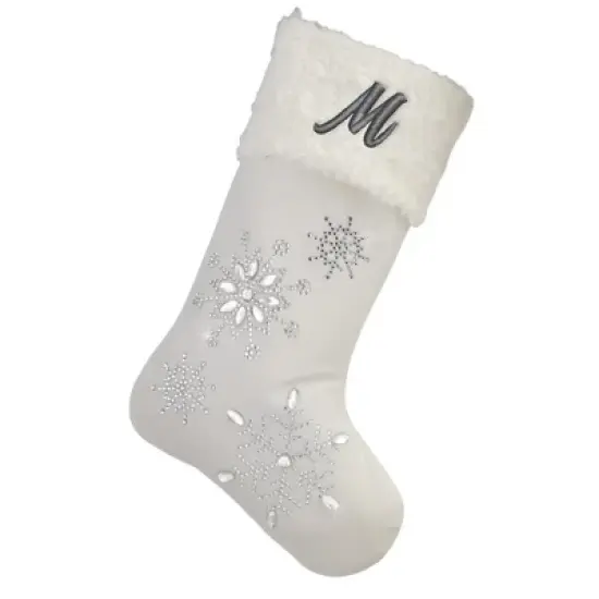 Personalization Mall Season's Sparkle Embroidered Initial Ivory Stockings image {14}