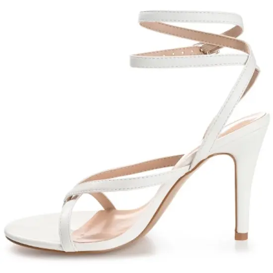 Journee Collection Womens Waverlee Open Toe High Stiletto Pumps White 10 image {1}