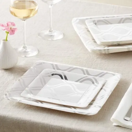 Silver Spoons Elegant Disposable Paper Plate Set for Party, Includes 18 Dinner Plates (10.25&rdquo;) & 18 Side Plates (7.5&rdquo;) &ndash; Moroccan image {1}