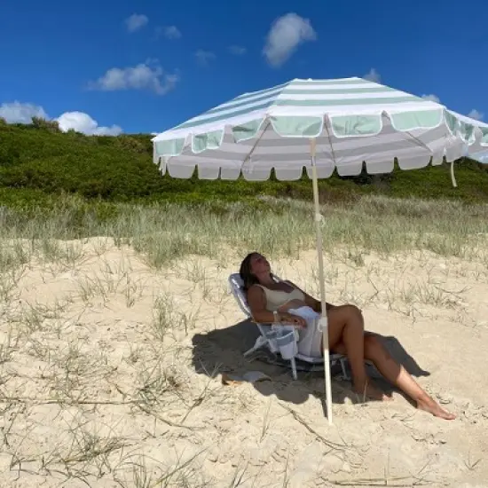 Sunnylife Deluxe Beach Chair - La Palma Sage Stripe - Adjustable, Cooler Bag image {9}