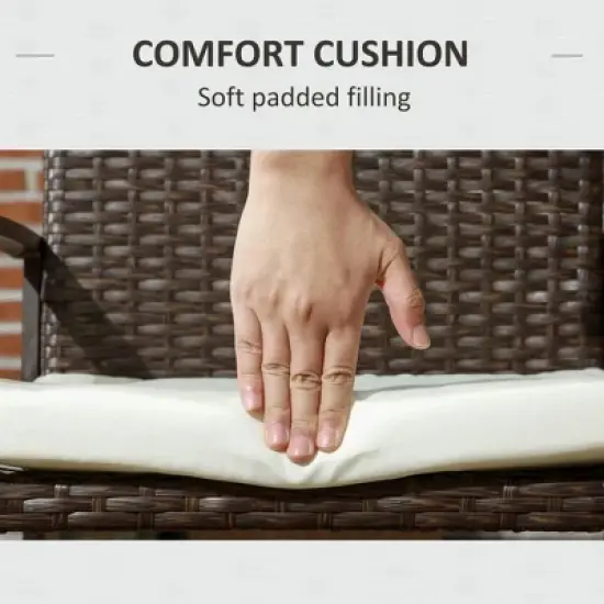 Resenkos Outdoor Dining Room Chairs, Patio Kitchen Chairs,PE Rattan Outdoor Dining Chair Set with Cushion and Backrest, Cream White,2 Pcs image {4}