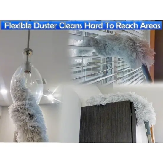 5 Star Super Deals Microfiber Mop &  Broom 7 in 1 Cleaning Tool Mop Broom Bendable Duster 2 in 1 Squeegee & Dryer Tile Scrubber & Scrub Brush Sponge image {8}