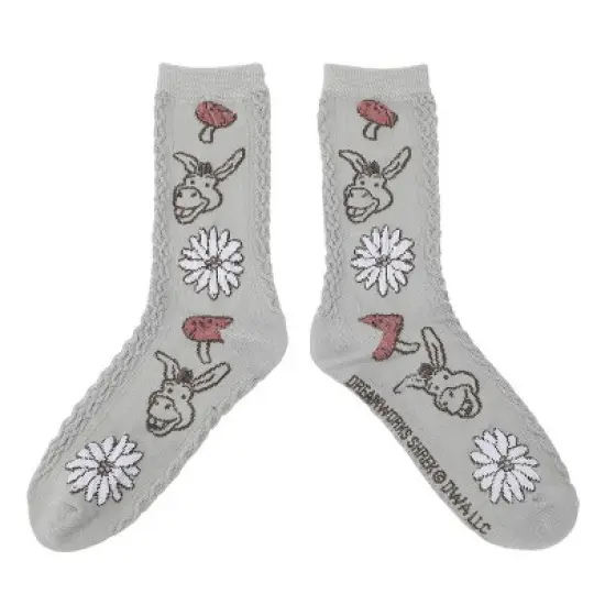 Shrek Flower & Mushroom Character Patterns Women's Casual Crew Socks image {1}