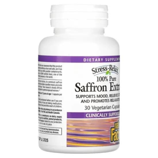 Natural Factors Stress-Relax, 100% Pure Saffron Extract, 30 Vegetarian Capsules image {3}