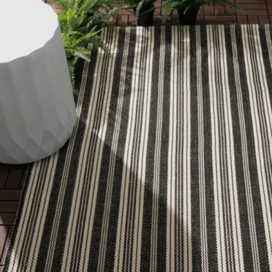 Home Conservatory Ticking Stripe Handwoven Indoor/Outdoor Area Rug image {5}