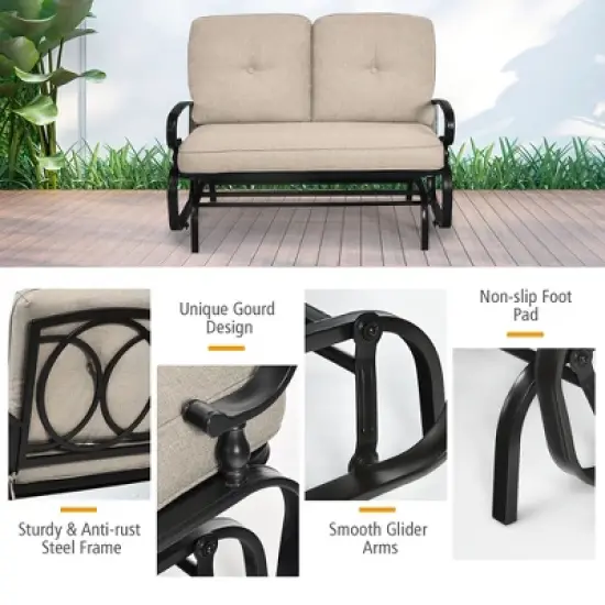 Costway 2-Person Outdoor Swing Glider Chair Bench Loveseat Cushioned Sofa image {7}