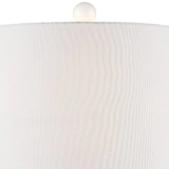 360 Lighting Jane Modern Table Lamps 25" High Set of 2 White Ceramic Fabric Drum Shade for Bedroom Living Room House Bedside Nightstand Office Family image {2}