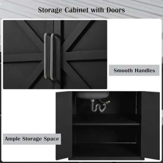 Whisen Outdoor Modular Kitchen Sink with Cabinet - Matte Black image {3}