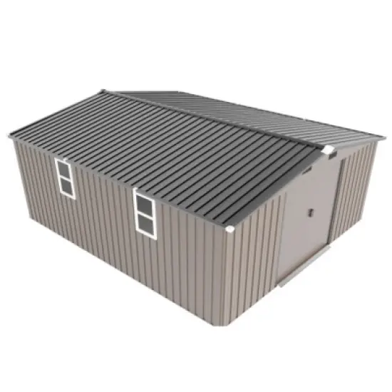 10&times;12 FT Extra Large Outdoor Steel Storage Shed with Two Daylight Windows, Weather-Resistant Tool Shed for Backyard or Garden&ndash;The Pop Home image {4}