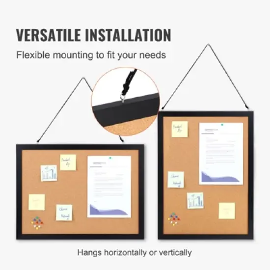 VEVOR Cork Board, 24 x 18 inches, Double-sided Bulletin Board with MDF Sticker Frame, Vision Board Includes 10 Pushpins, for Display and Decoration image {6}