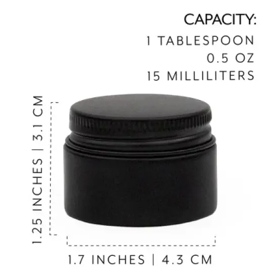 Darware Black Mini Glass Balm Jars, 24pk; Little Cosmetic Jars w/ Lined Black Metal Lids image {2}