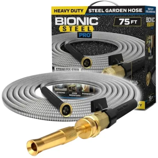 Bionic Steel Pro 304 Stainless Steel Metal Garden Hose with Brass Nozzle image {8}