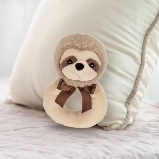 Bearington Baby Lil' Speedster, 5.5 Inch Sloth Plush Stuffed Animal Soft Ring Rattle, Sloth Baby Stuff image {2}