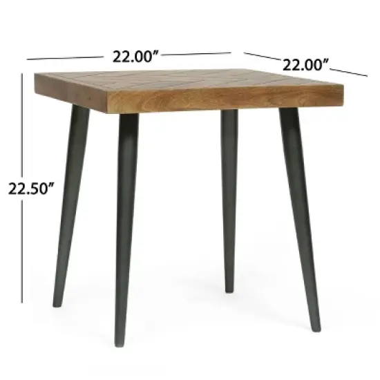 Villard Boho Handcrafted Mango Wood Parquet Side Table Natural Honey/Gray - Christopher Knight Home image {6}