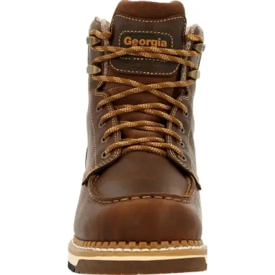 Men's Brown Georgia Boot AMP LT Wedge Waterproof Moc-Toe Work Boot Size 14(Wide) image {2}