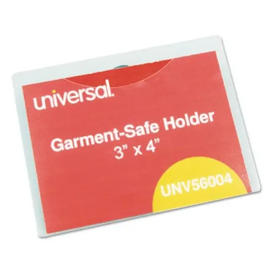 Universal Clear Badge Holders w/Garment-Safe Clips, 3 x 4, White Inserts, 50/Box image {4}