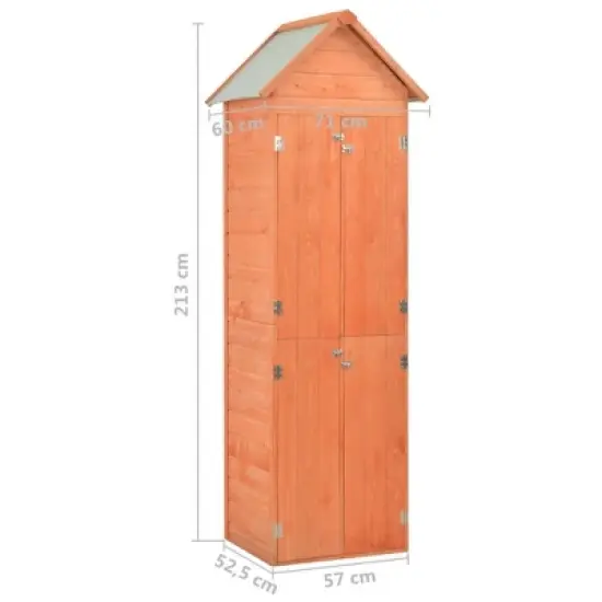 vidaXL Compact Garden Storage Shed - 28"x23.6"x83.9" Wood Cabinet - Waterproof Fabric Roof - Easy Assembly - Brown Wooden Outdoor Tool Shed image {11}