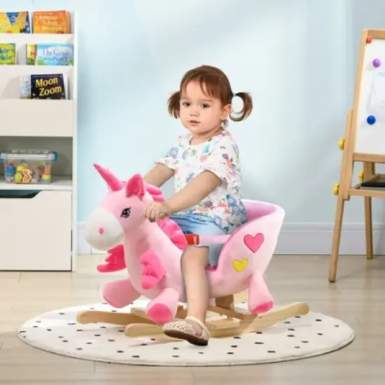 Cesicia Baby Rocking Horse, Ride on Unicorn with 32 Songs, Toddler Rocker Toy with Base Seat & Safety Belt for 1.5-3 Year Old, Pink image {9}