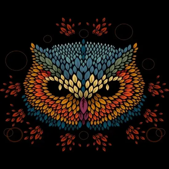 Junior's Design By Humans Owl face By LetterQ T-Shirt image {1}