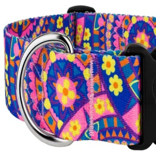 Country Brook Petz 1 1/2 Inch Deluxe Blue Boho Mandala Dog Collar image {3}