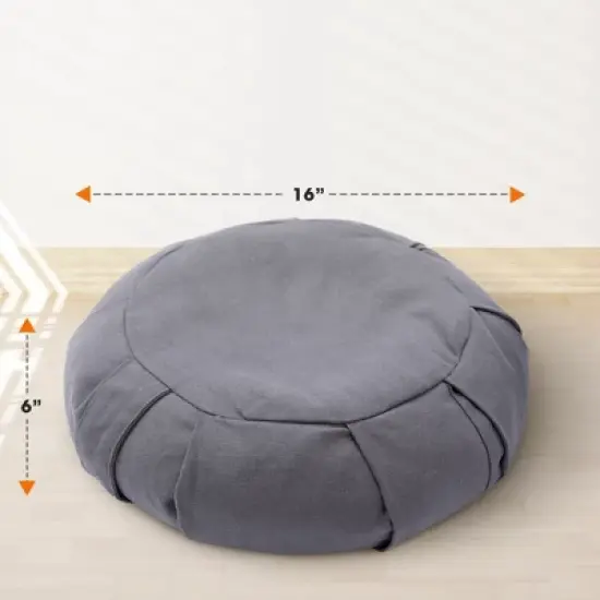 Cheer Collection Premium 16&rdquo; Buckwheat  Round Yoga and Meditation Floor Cushion with Removable Cover (Gray) image {2}