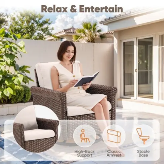 Buenhomino Patio Chairs Wicker Swivel Rocker Set of 2 - Heavy Duty Patio Furniture Set Wicker Outdoor Swivel Glider Chairs for Porch Balcony Deck image {2}